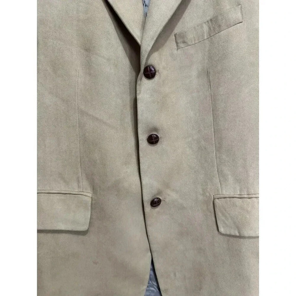 CHAPS RALPH LAUREN Mens Tan Sport Coat SUEDE Jacket Microfiber Blazer 40R Canada - Picture 7 of 11